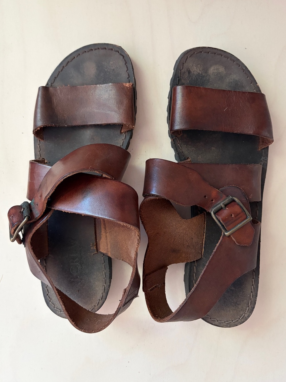 Rare J. Crew 90’s Vintage Brown Leather Strappy Sandals Made in Italy